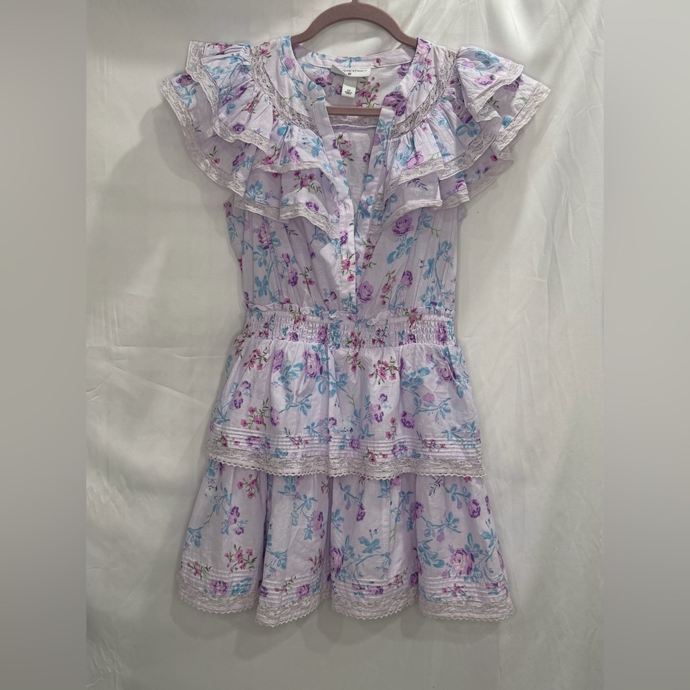 LoveShackFancy for Target Lavender and Blue Floral Ruffle Dress size XS